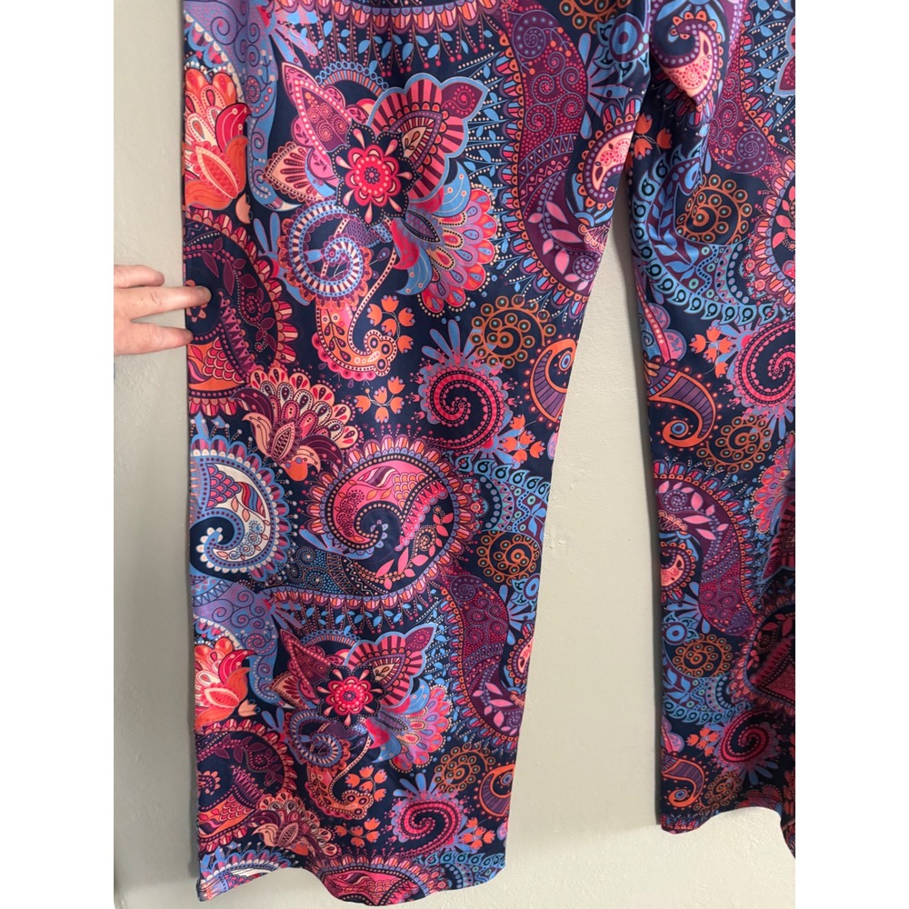 Gracyoga boho XL Paisley floral Flare Pants Purple Wide Leg Yoga pink y2k fairy - Picture 3 of 7